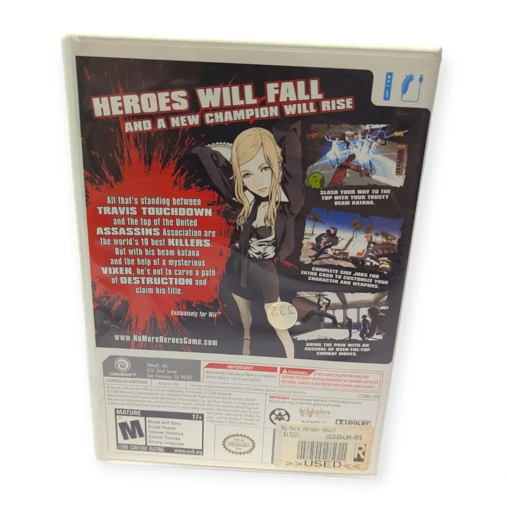 No More Heroes Nintendo Wii Action Game Ubisoft Complete CIB Travis Touchdown